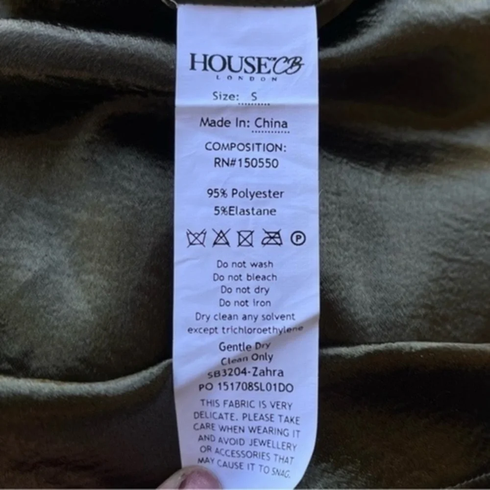 House of CB Zahra NWT V-neck Drape Khaki Green Fishtail Mermaid Maxi Dress 👗
